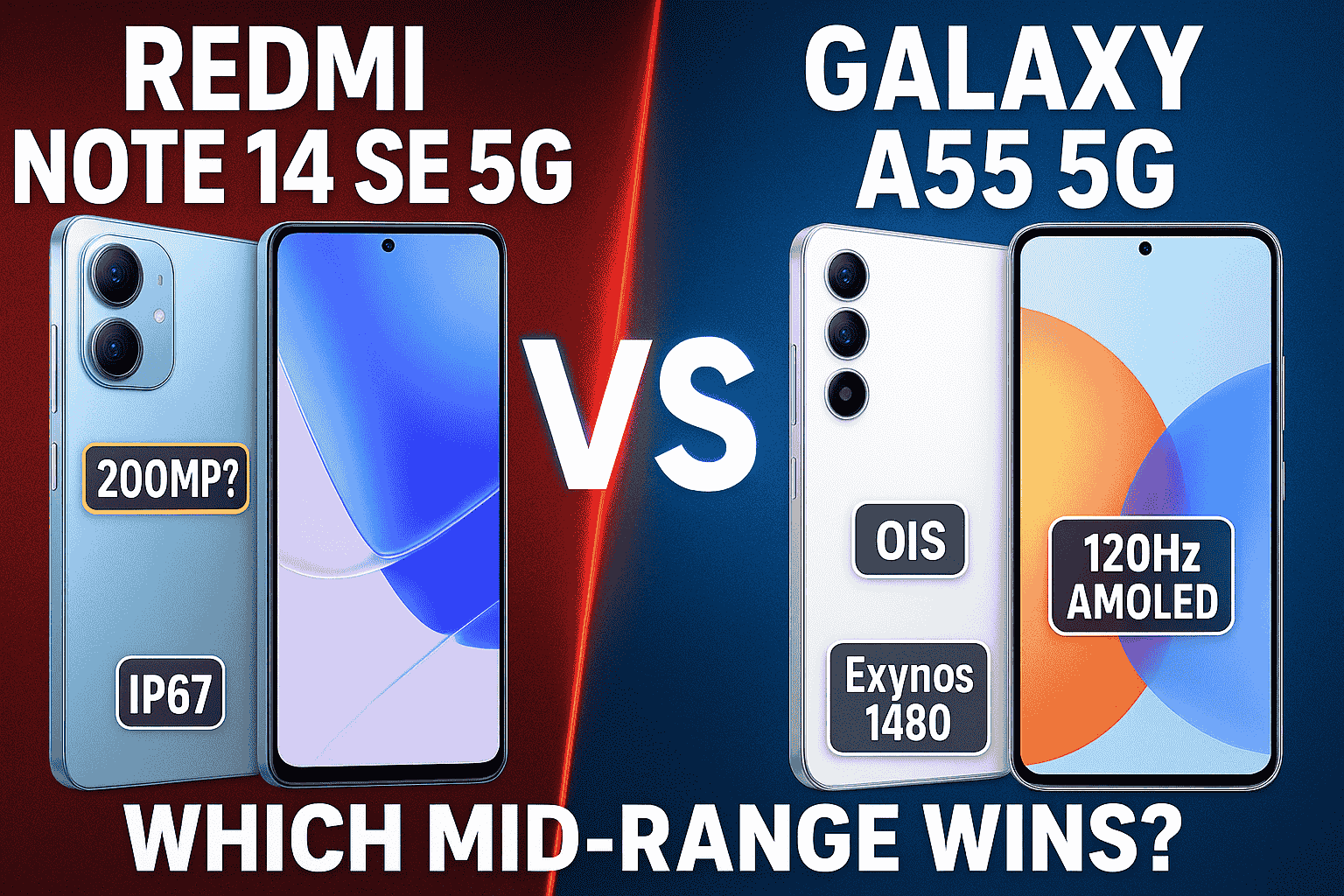 Xiaomi Redmi Note 14 SE 5G vs. Samsung Galaxy A55 5G: Which Mid-Range Phone is Better?