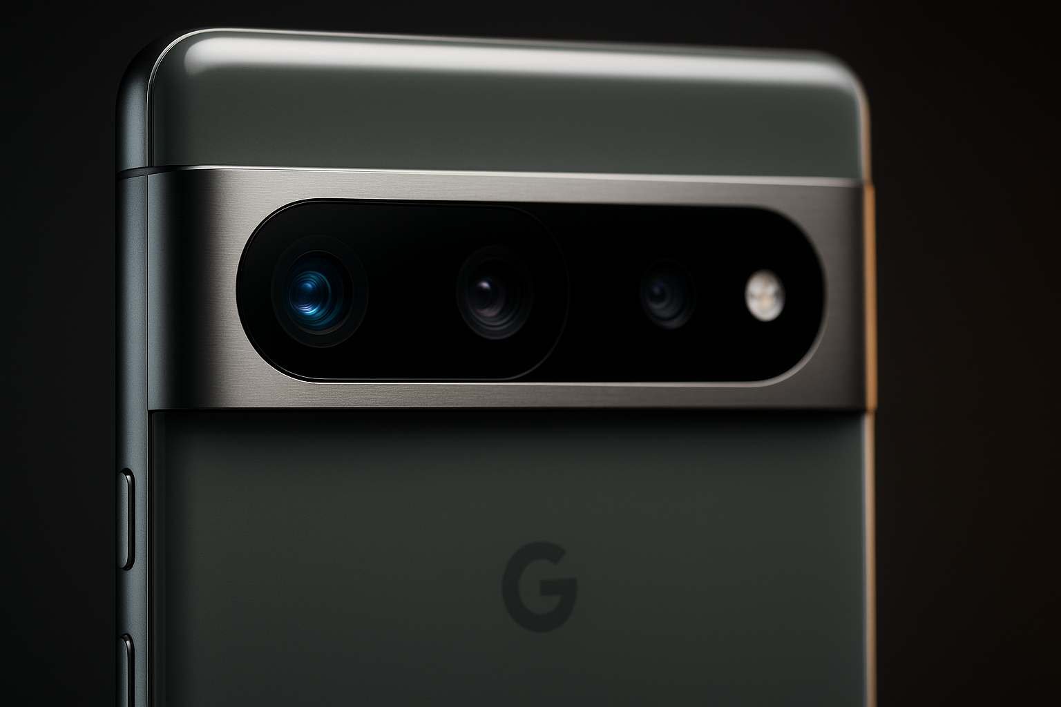 Close-up of Google Pixel 10 camera bar clearly showing a telephoto lens alongside wide and ultrawide
